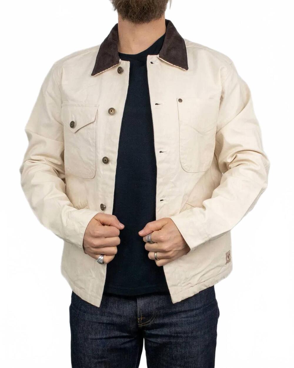 NEW IRON & RESIN bronson corduroy collar jacket in antique white
